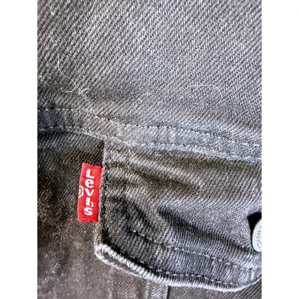 Levis Trucker Jacket Mens LT Large Tall Black Denim Faded Workwear Bangladesh